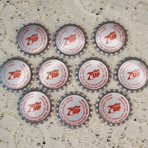 Ten Diet 7 Up Bottle Caps for Crafting or Collecting